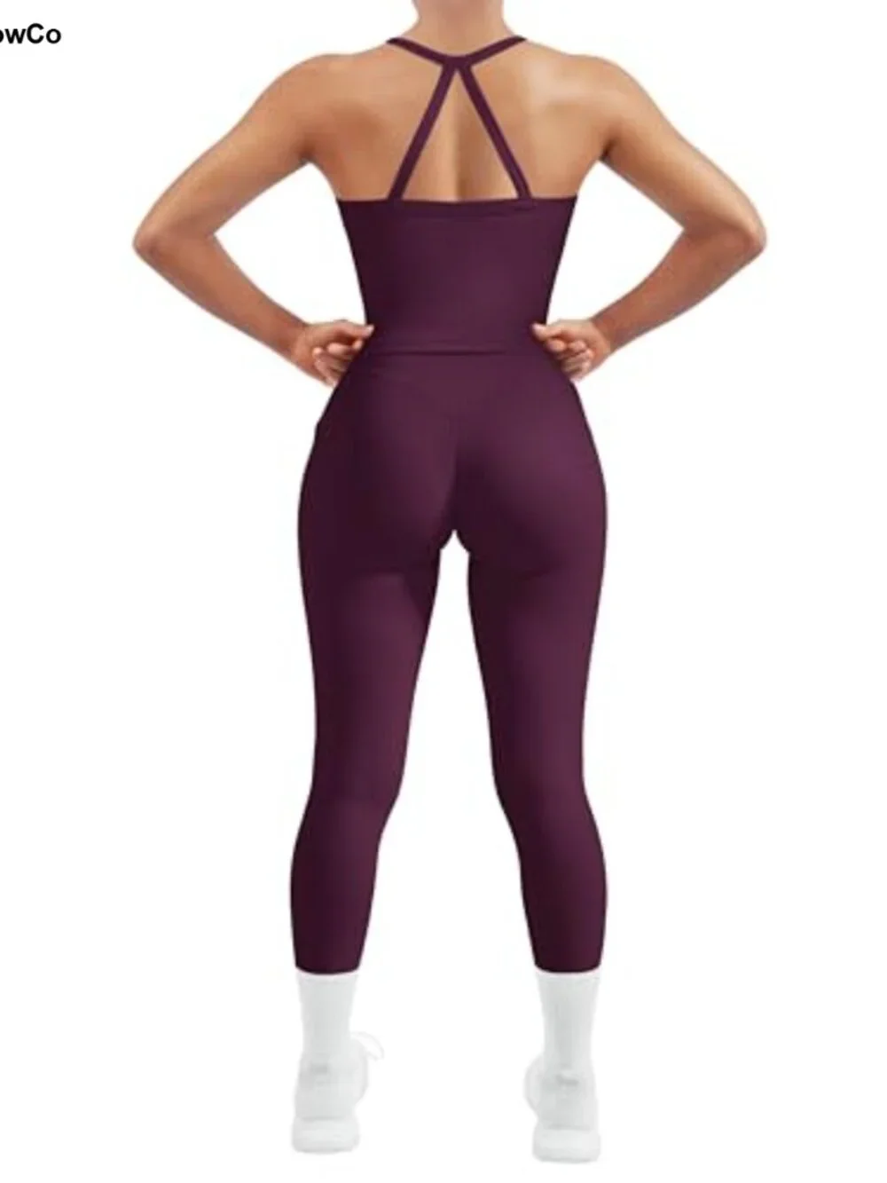 2 Piece Workout Set Compression Leggings with Pockets Built in Bra Tank Top